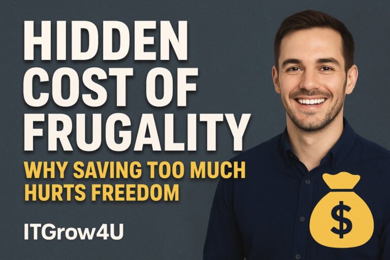 Hidden Cost of Frugality with ITGrow4U branding.