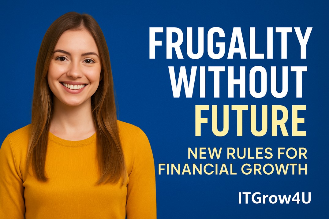 Frugality Without Future concept image highlighting modern financial growth strategies in today’s changing economy