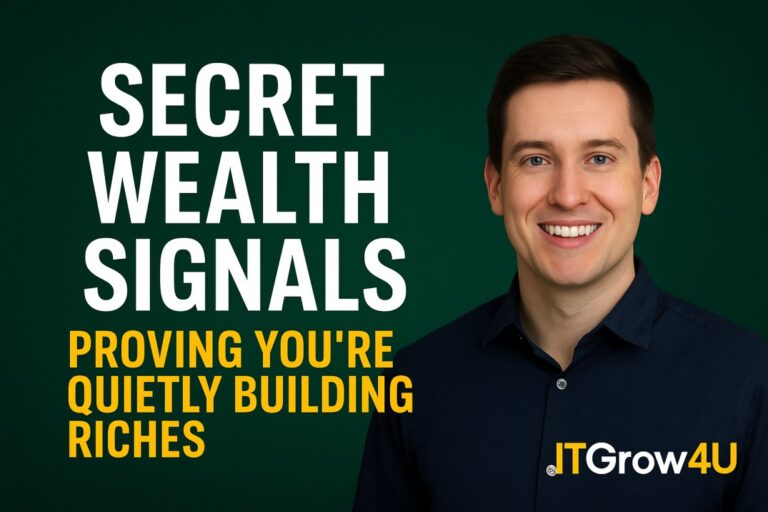 Confident smile beside and Secret Wealth Signals title with ITGrow4U branding.